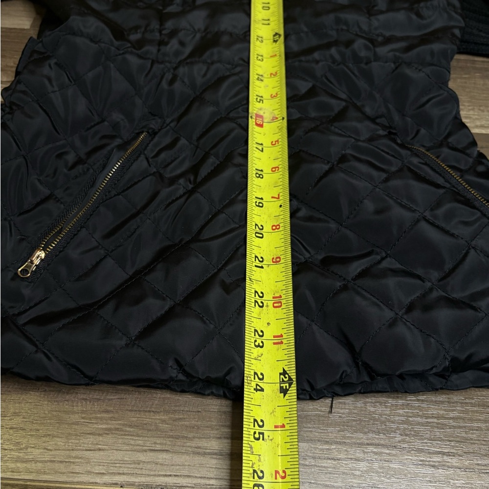 Ci Sono Women's Black Quilted Hooded Lined Jacket Full Zip Pockets Size S - Picture 3 of 5